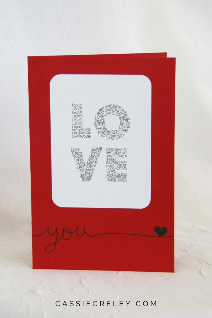 Love card with the word you as border
