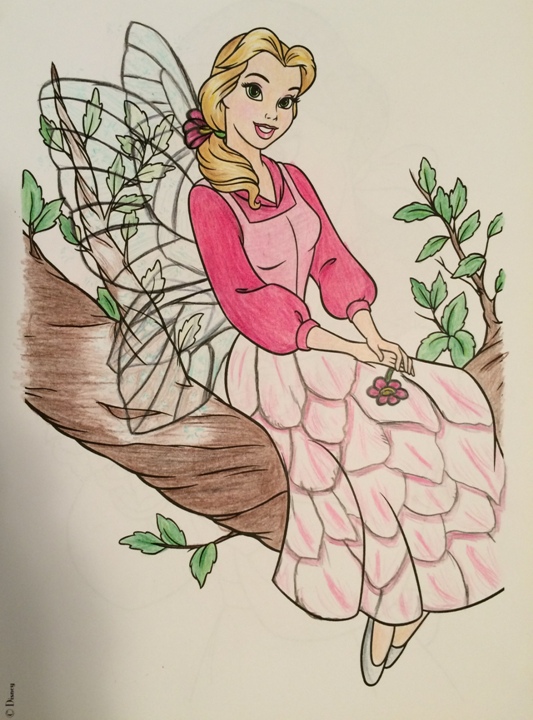 Belle as a Fairy, Altered Coloring Book Art #1 - cassiecreley.com