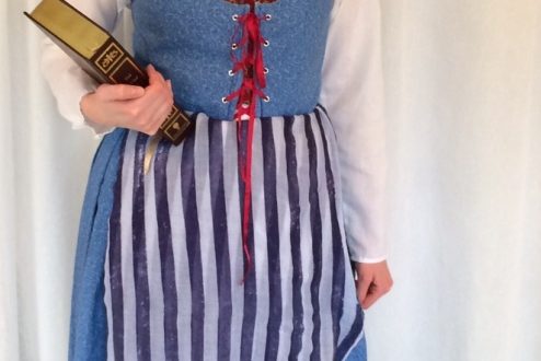 My Belle costume, based on the Emma Watson’s village dress in Beauty and the Beast. | cassiecreley.com