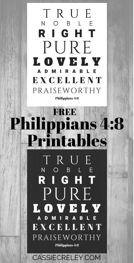 Download FREE Subway Art Printables based on Philippians 4:8. from cassiecreley.com