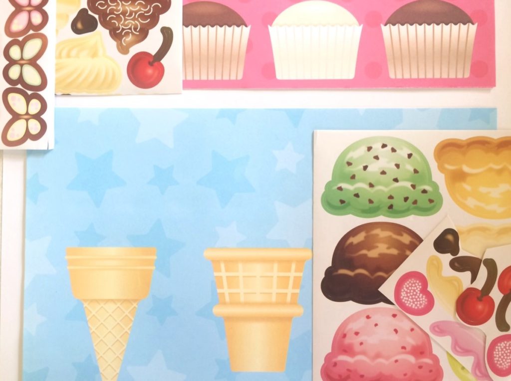 Stickers ice cream cones and cupcakes