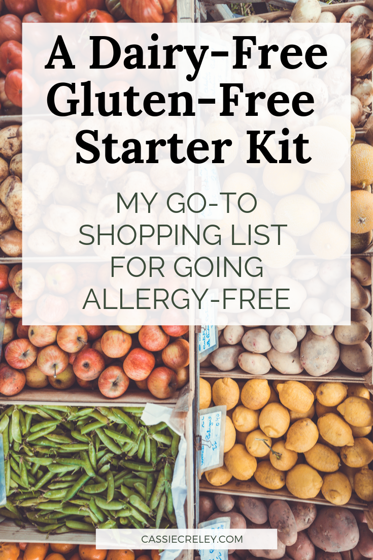 A Dairy-Free, Gluten-Free Starter Kit: My Go-To Shopping List for Food Allergies. A list of pre-made meals and snacks, plus baking and cooking substitutions, to make grocery shopping easier. These allergy-friendly and vegan products are delicious and healthy—perfect for anyone on an elimination diet! | cassiecreley.com