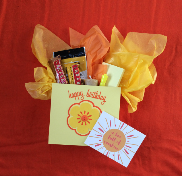 Send A Box of Sunshine + Free Card Printables. Brighten someone’s day with two different printable options and a colorful box of yellow treats. Perfect for any occasion or as a get well gift. | cassiecreley.com