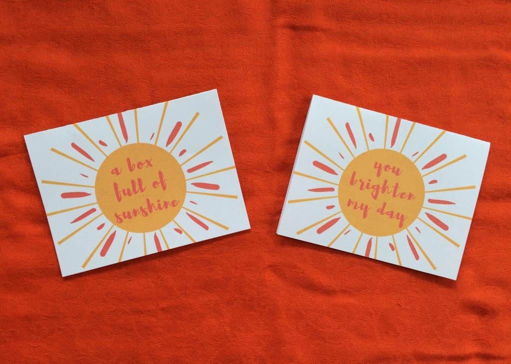 Send A Box of Sunshine + Free Card Printables. Brighten someone’s day with two different printable options and a colorful box of yellow treats. Perfect for any occasion or as a get well gift. | cassiecreley.com