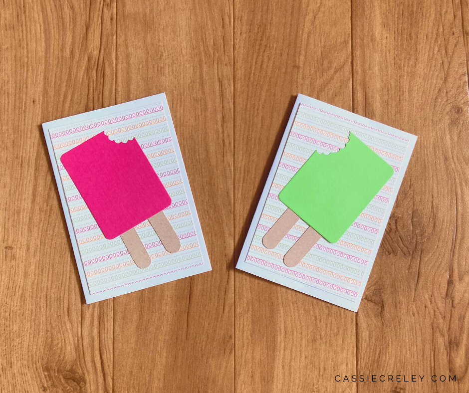 Pink and Green Popsicle Cards