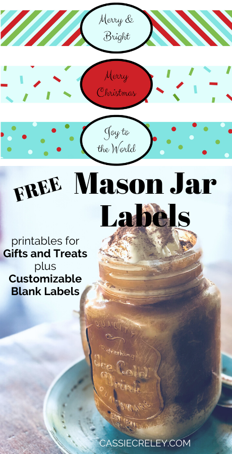 Festive Mason Jar Labels perfect for Christmas gifts, desserts, holiday parties, and more. | cassiecreley.com