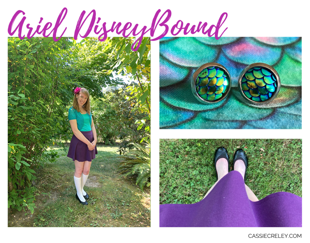 You can easily DisneyBound with chronic illness—a fun way to be creative with your outfits if you’re low on energy. Here’s my look inspired by my favorite Disney Princess, Ariel from The Little Mermaid. As much as I love costumes, DisneyBounding is much more doable with fibromyalgia, ME/CFS, POTS, and other health conditions.