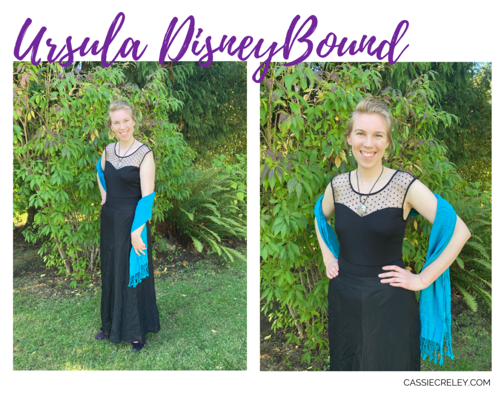You can easily DisneyBound with chronic illness—a fun way to be creative with your outfits if you’re low on energy. Here’s my look inspired by Ursula from The Little Mermaid. As much as I love costumes, DisneyBounding is much more doable with fibromyalgia, ME/CFS, POTS, and other health conditions. | cassiecreley.com
