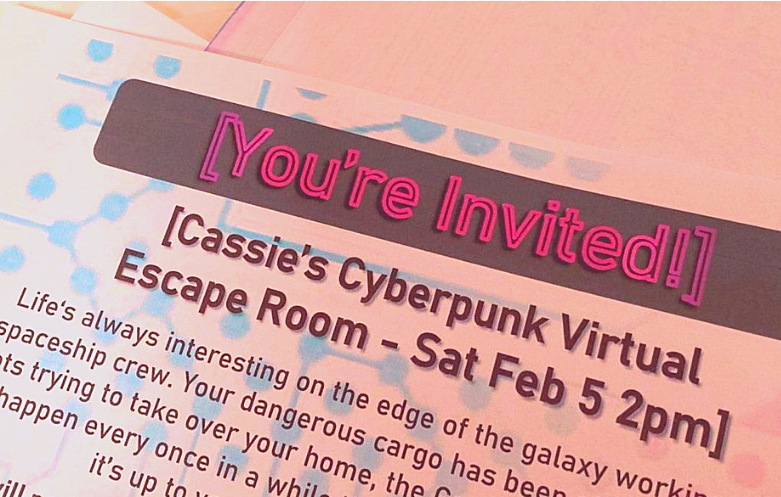 Throw A Cyberpunk Virtual Escape Room—Fun and easy ideas for hosting an escape room online or in person. Tips for sci-fi inspired costumes, party planning tips, and other ways to bring your cyberpunk party to life. | cassiecreley.com