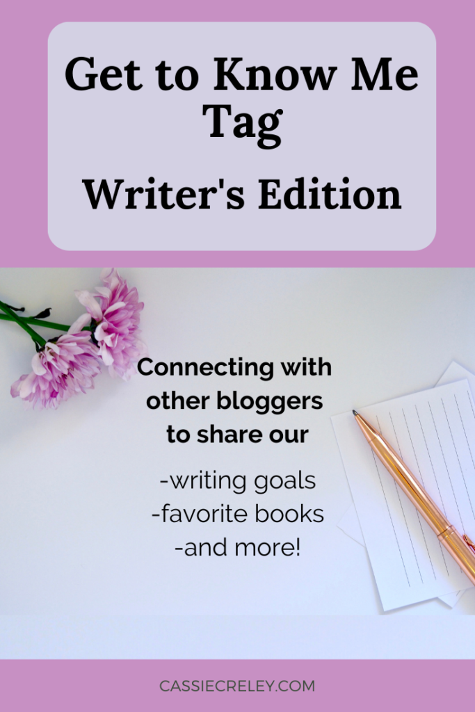 Get To Know Me Tag Writer’s Edition: Connecting with other bloggers to share our writing goals, favorite books, and more.