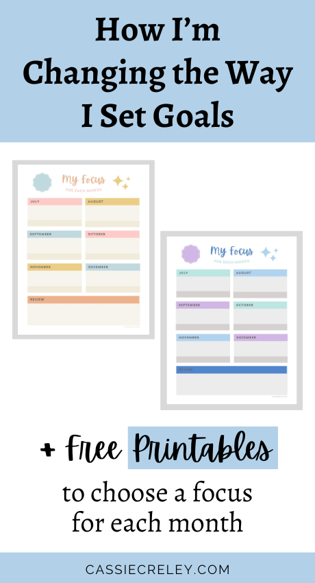 Choosing a Focus for Each Month: How I'm Changing the Way I Set Goals. I share my insights on accomplishing goals with chronic illness, what’s helping me stick with goals, and how I’m reviewing my goals at the halfway point this year. Plus, I created a free printable to help you track your goals and choose what you want to focus on each month. | cassiecreley.com